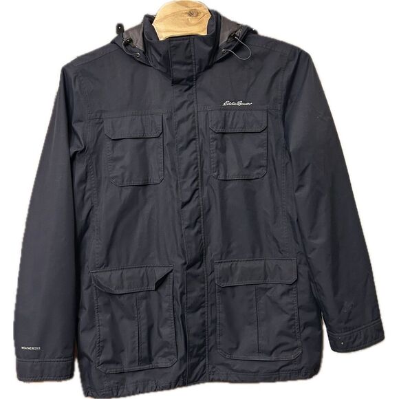Eddie Bauer Travex Jacket Men Weatheredge Rain Coat Full Zip Hood Navy XLT TXL‎ - Picture 1 of 9